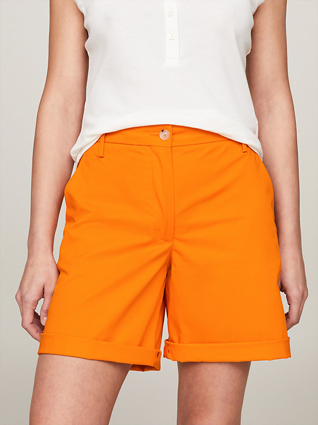 orange mom fit chino shorts for women tommy hilfiger
