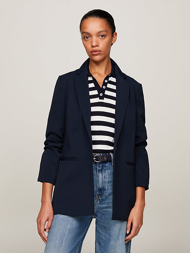 blue gold button single breasted blazer for women tommy hilfiger