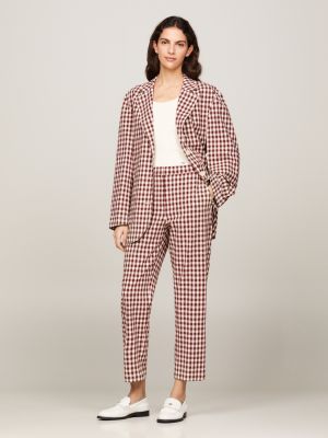 red slim straight leg fit hose mit vichy-karos für damen - tommy hilfiger