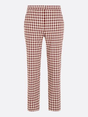 pantaloni slim fit dritti a quadretti vichy rosso da donne tommy hilfiger