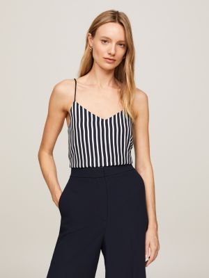 Stripe Spaghetti Strap Tank Top, Blue