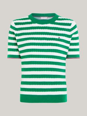 Cable Knit Short Sleeve Jumper | Green | Tommy Hilfiger