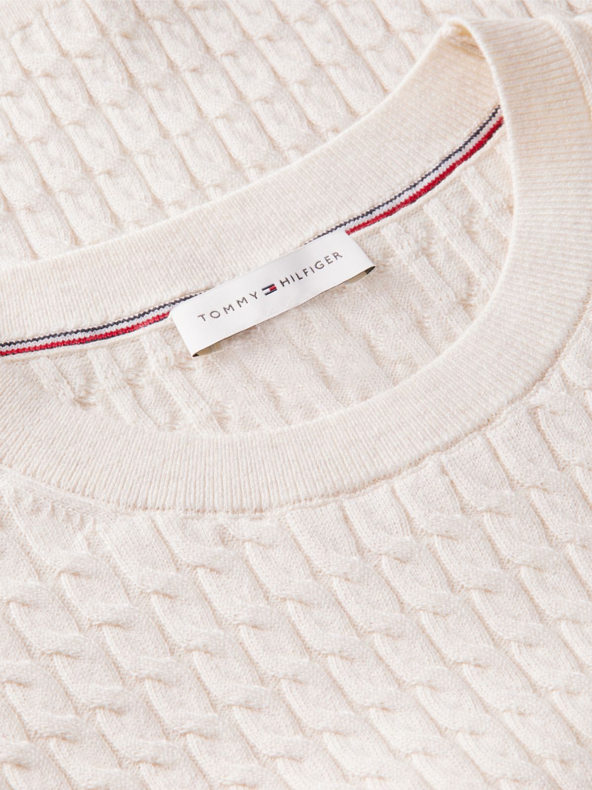 Cable Knit Short Sleeve Jumper — Beige