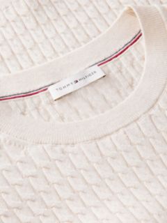 Cable Knit Short Sleeve Jumper — Beige 6
