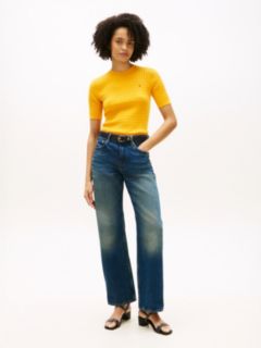 Cable Knit Short Sleeve Jumper — Orange 3
