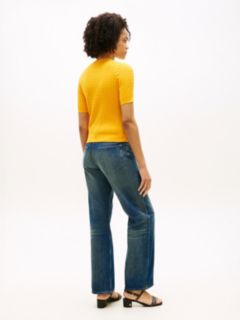 Cable Knit Short Sleeve Jumper — Orange 4