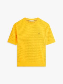Cable Knit Short Sleeve Jumper — Orange 5