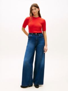 Cable Knit Short Sleeve Jumper — Orange 3