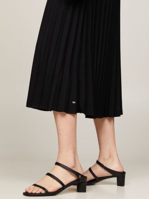 zwart geplooide midirok met logotailleband voor dames - tommy hilfiger