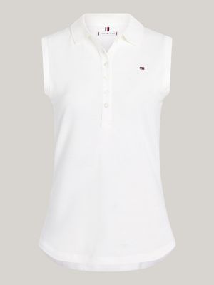 polo 1985 collection slim fit senza maniche bianco da donne tommy hilfiger