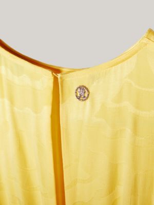 yellow scallop jacquard fit and flare maxi dress for women tommy hilfiger