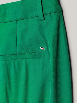 pantaloni affusolati a vita alta in raso verde da donne tommy hilfiger