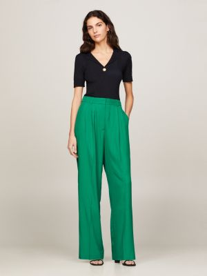 pantalón de pernera cónica con talle alto green de mujeres tommy hilfiger