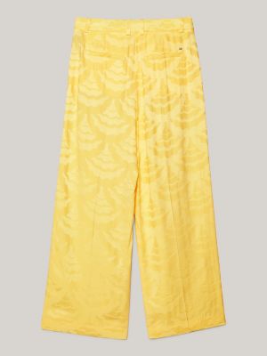 pantaloni affusolati a vita alta in jacquard giallo da donne tommy hilfiger