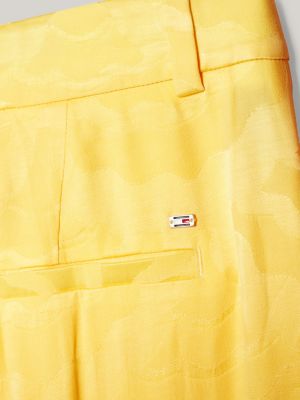 pantaloni affusolati a vita alta in jacquard giallo da donne tommy hilfiger