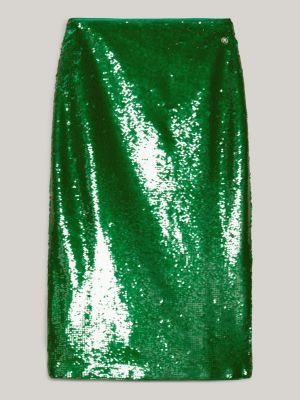 green sequin pencil midi skirt for women tommy hilfiger