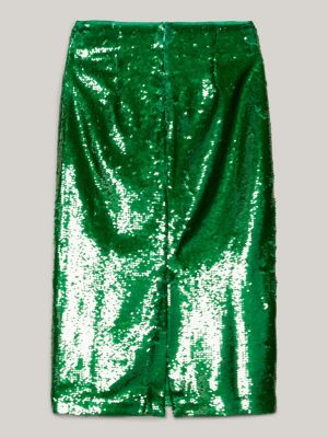 green sequin pencil midi skirt for women tommy hilfiger