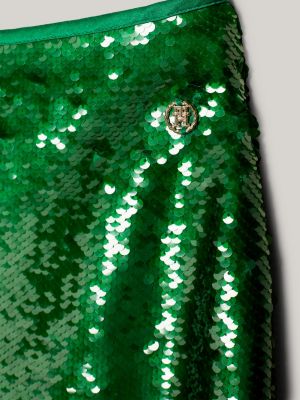 green sequin pencil midi skirt for women tommy hilfiger