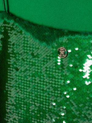 canotta in paillettes con scollatura ovale verde da donne tommy hilfiger