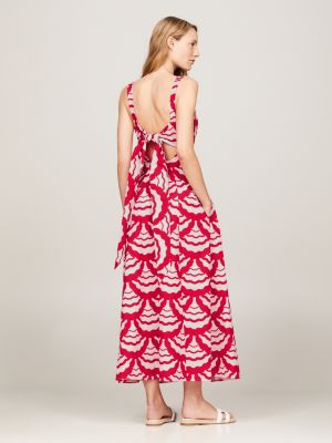 Robe maxi a motif coquilles et decoupe