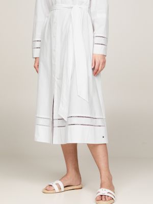 vestido midi estilo caftán th monogram blanco de mujeres tommy hilfiger