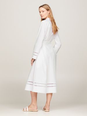 vestido midi estilo caftán th monogram blanco de mujeres tommy hilfiger