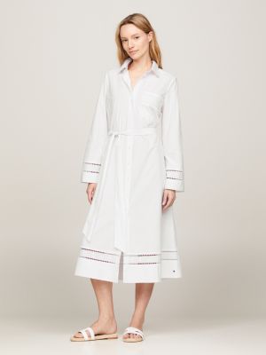 vestido midi estilo caftán th monogram blanco de mujeres tommy hilfiger