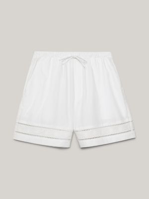 shorts th monogram relaxed fit in sangallo bianco da donne tommy hilfiger