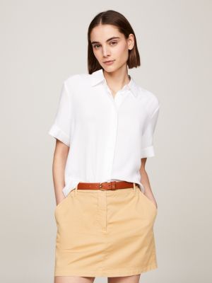 camisa essential amplia de manga corta white de mujeres tommy hilfiger