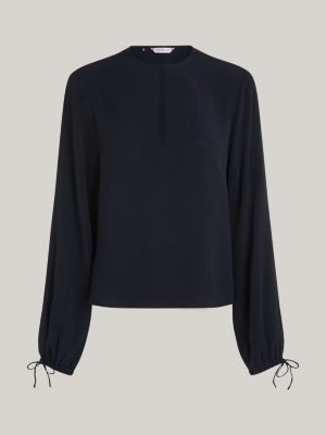 blusa relaxed fit con cut out a goccia blu da donne tommy hilfiger