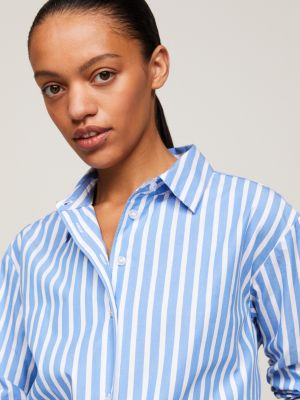 Tommy Hilfiger Women's Cotton Monogram-Logo Stripe-Print Shirt