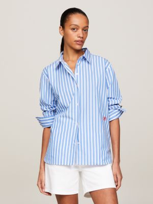 Tommy Hilfiger Women's Cotton Monogram-Logo Stripe-Print Shirt