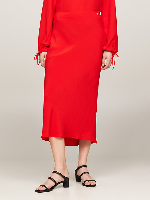 jupe moulante longueur maxi en crêpe red pour femmes tommy hilfiger