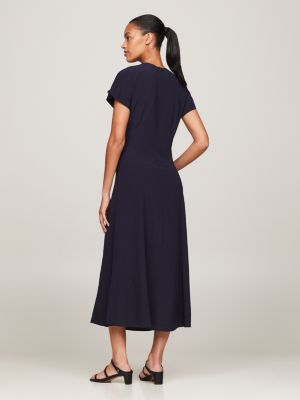 TH Monogram Crepe Short Sleeve Maxi Dress