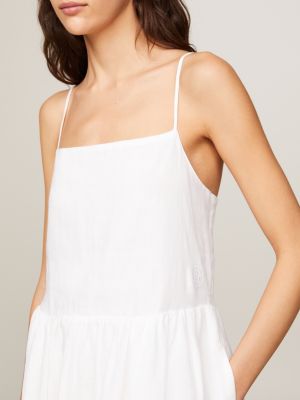 Robe nuisette midi en lin sans manches Blanc Tommy Hilfiger