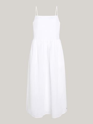 Linen Sleeveless Midi Slip Dress | White | Tommy Hilfiger