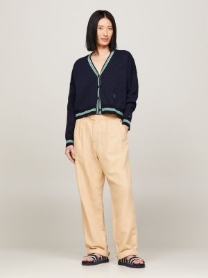 blue cardigan mit th-monogramm-jacquard für damen - tommy hilfiger