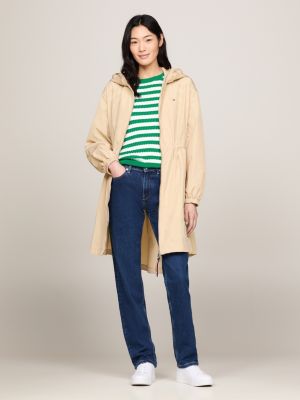 giacca a vento relaxed fit lunga beige da donne tommy hilfiger