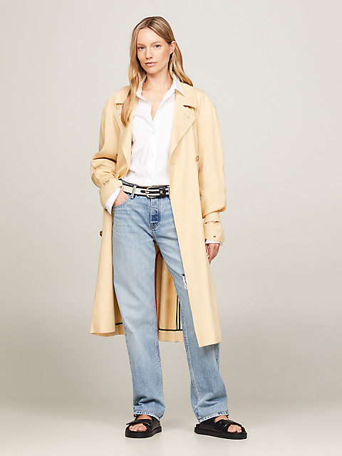 beige double breasted relaxed trench coat for women tommy hilfiger