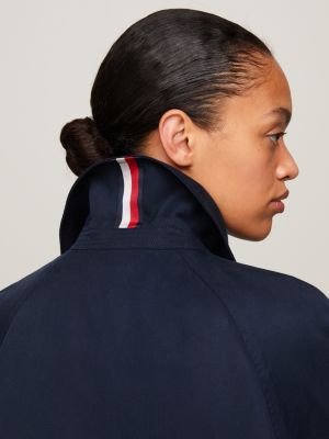 blue zweireihiger relaxed fit trenchcoat für damen - tommy hilfiger