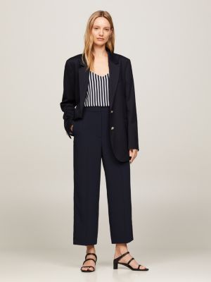 pantalón de sarga con pernera ancha blue de mujeres tommy hilfiger