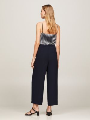 Cropped Length 26 Twill Wide Leg Pant