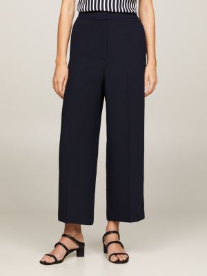 pantalón de sarga con pernera ancha blue de mujeres tommy hilfiger