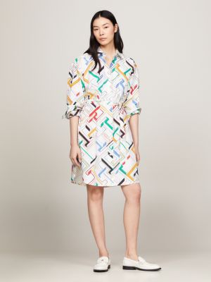 TH Monogram Print Poplin Shirt Dress