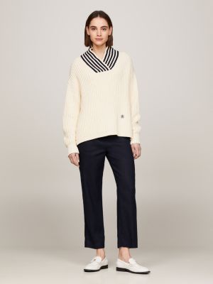 blue slim fit straight leg fit chinos für damen - tommy hilfiger