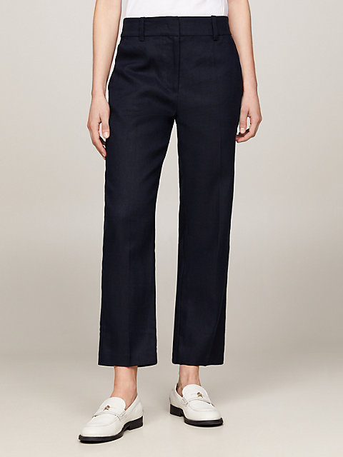 blue slim fit straight chinos for women tommy hilfiger