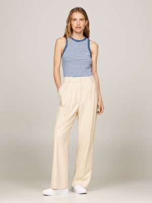 Stripe Ribbed Tank Top | White | Tommy Hilfiger