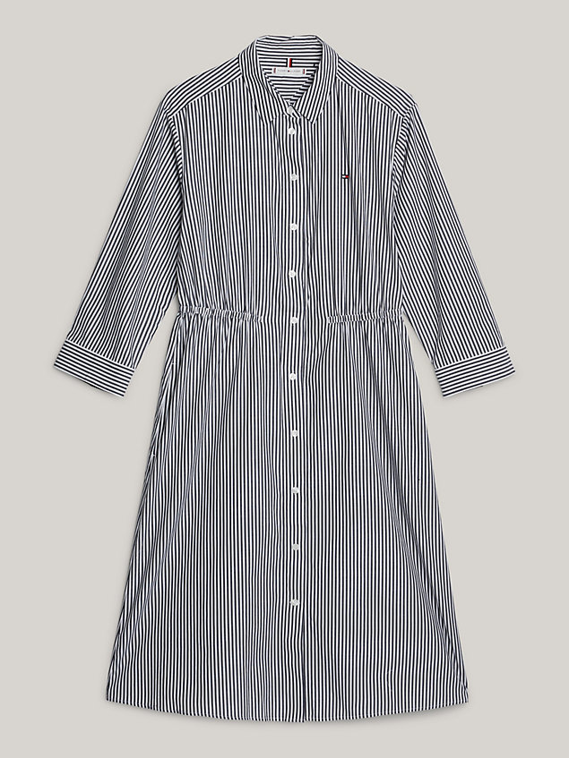blue adaptive essential stripe knee length shirt dress for women tommy hilfiger