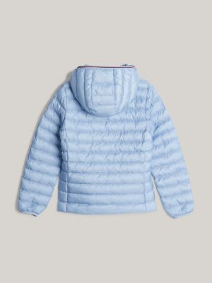 blau adaptive wattierte jacke mit kapuze für damen - tommy hilfiger