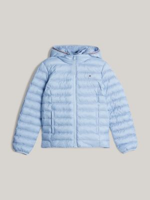 blau adaptive wattierte jacke mit kapuze für damen - tommy hilfiger